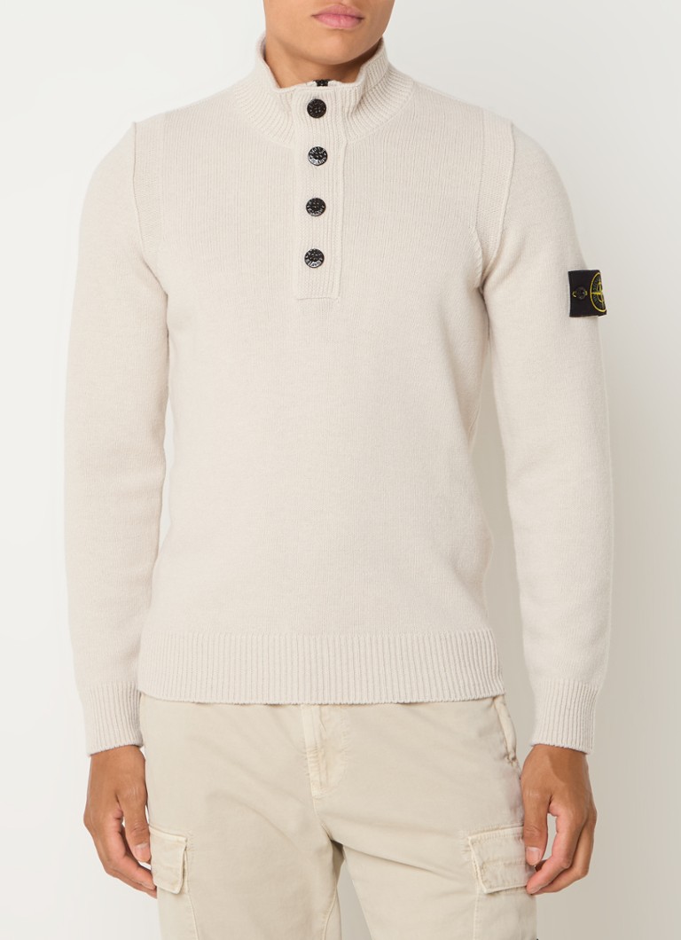 Stone Island 81155 fine knit wool blend sweater with logo