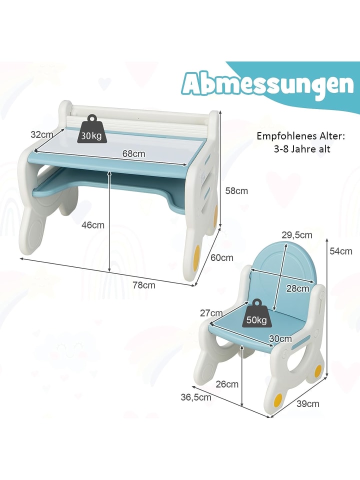 COSTWAY Sitzgruppe zum Zeichen in Blau günstig kaufen 78 cm