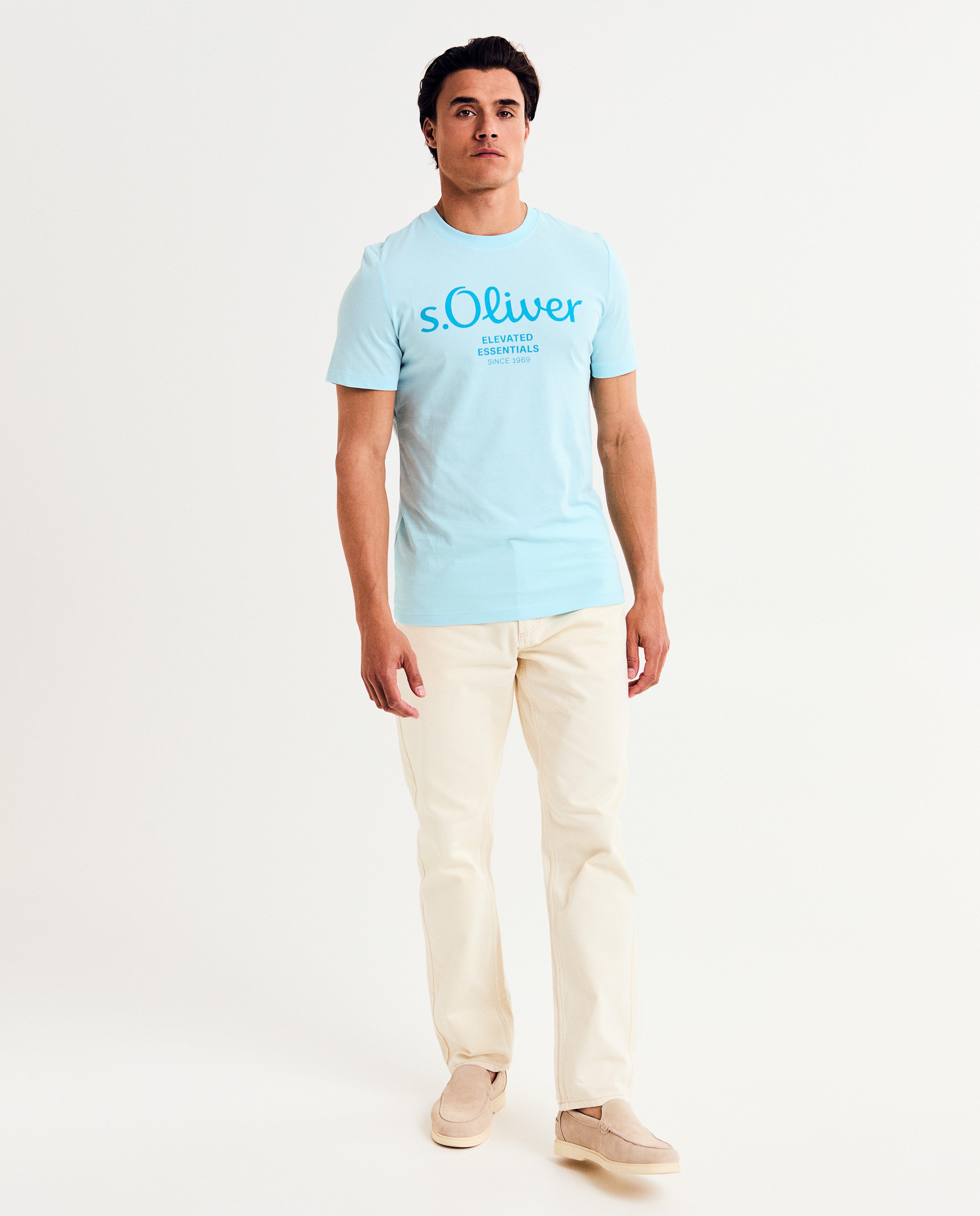 Tricou S. Oliver cu inscripție albastru deschis