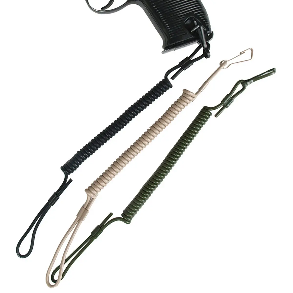 Fangriemen Spiralkabel mit Karabiner versch. Farben