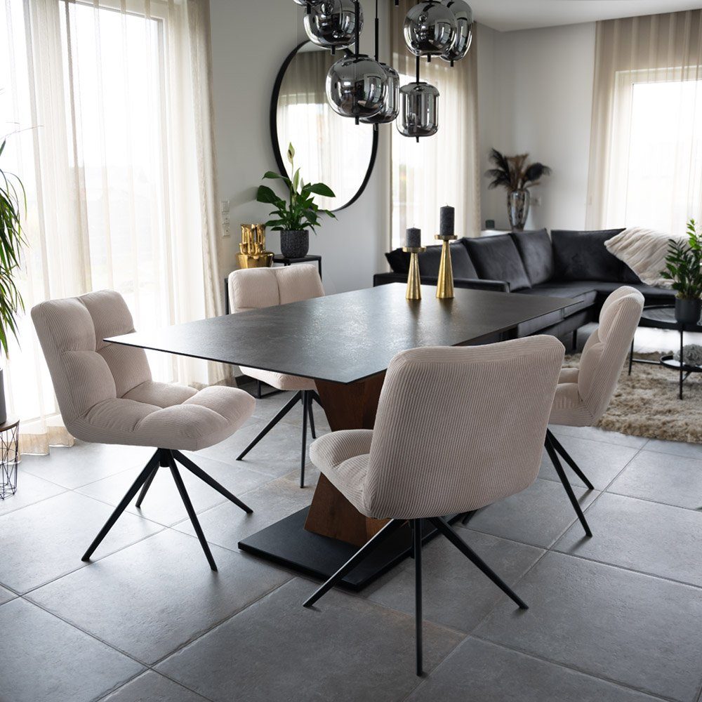 HOME DELUXE Esszimmerstuhl drehbar 2er - 8er Set NODA (2 St), Gestell aus Edelstahl, Küchenstuhl, Bürostuhl