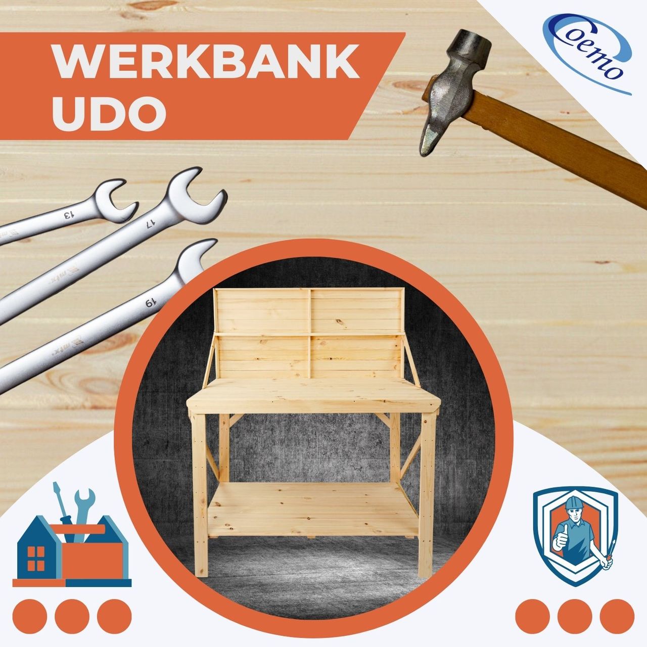 Coemo Heimwerkerbank Udo 120x64x149cm