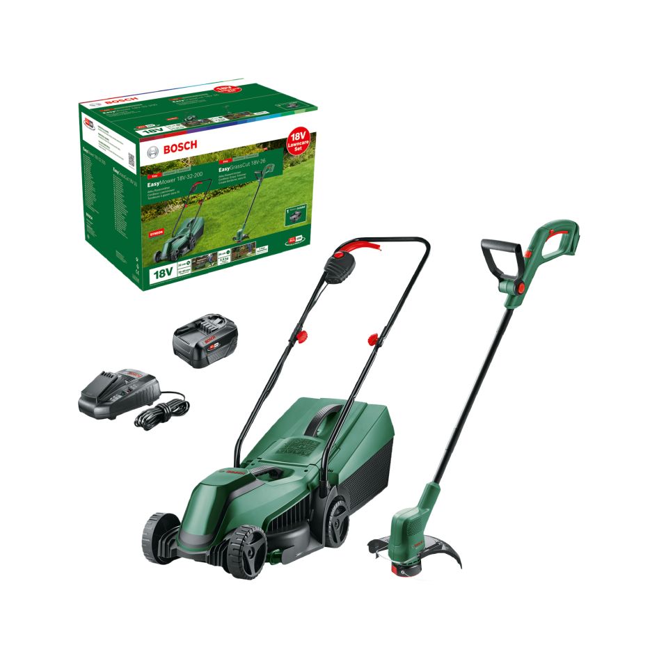 Bosch Groen 06008B9D02 EasyMower 18V-32-200 + EasyGrassCut 18V-26 BT Combiset 1 x 4,0 Ah na ljestvama AL1830