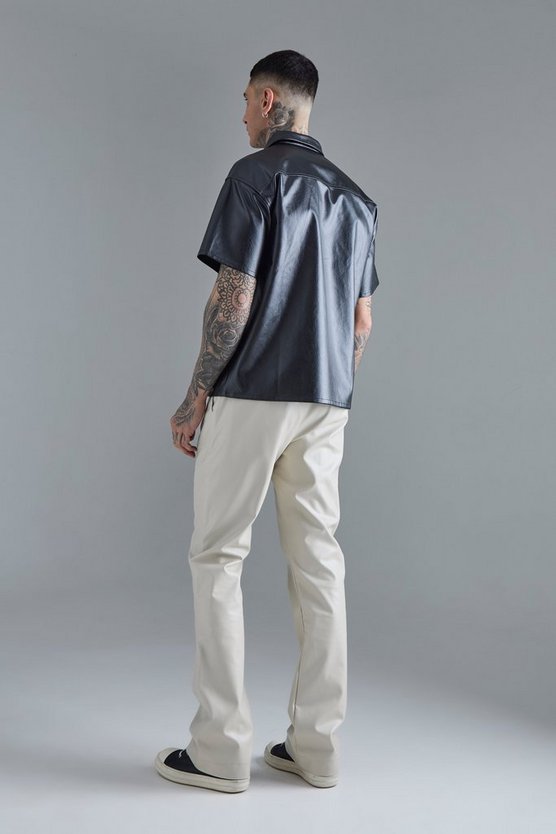 Tall Slim-Fit PU-Schlaghose