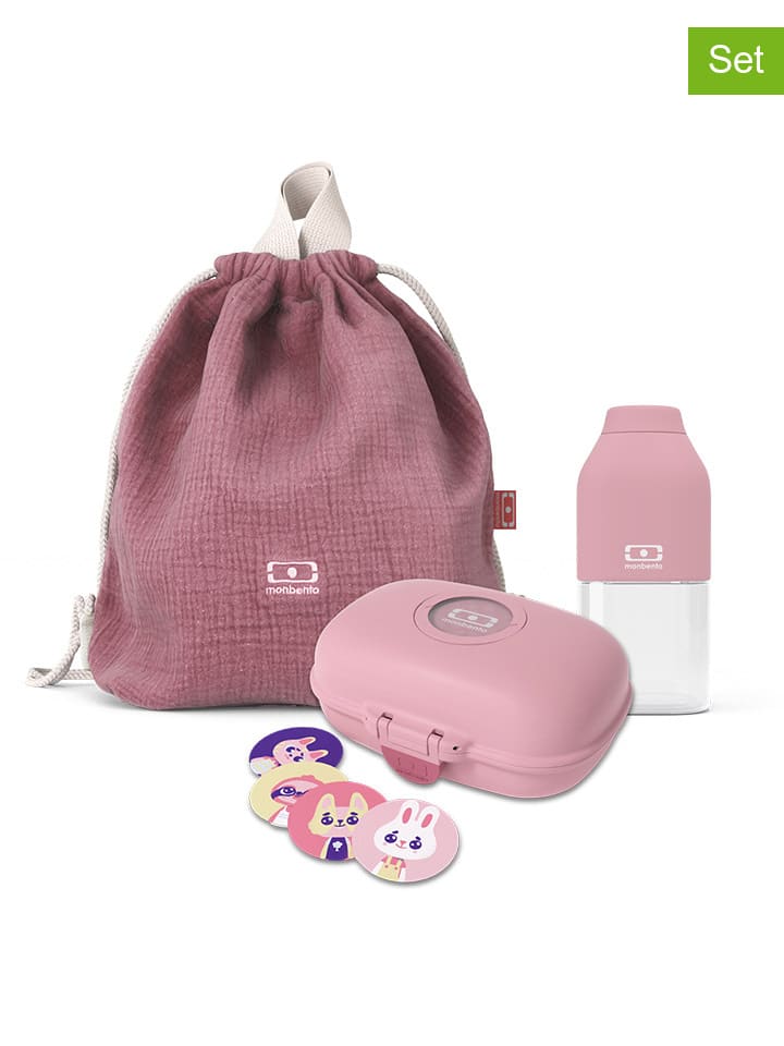Monbento 3tlg, Snack-Set in Rosa günstig kaufen onesize