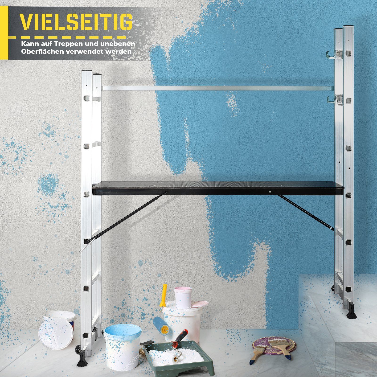 TIMBERTECH Gerüst Baugerüst- 4 in 1 Arbeitshöhe max 280 cm, bis zu 150 kg Belastbar