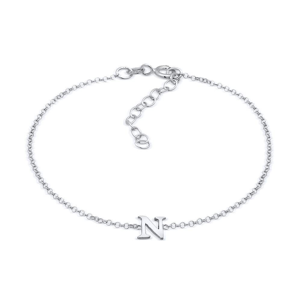 Elli Elli Bracelet Femmes pendentif lettre N basique en argent sterling 925 Bracelet