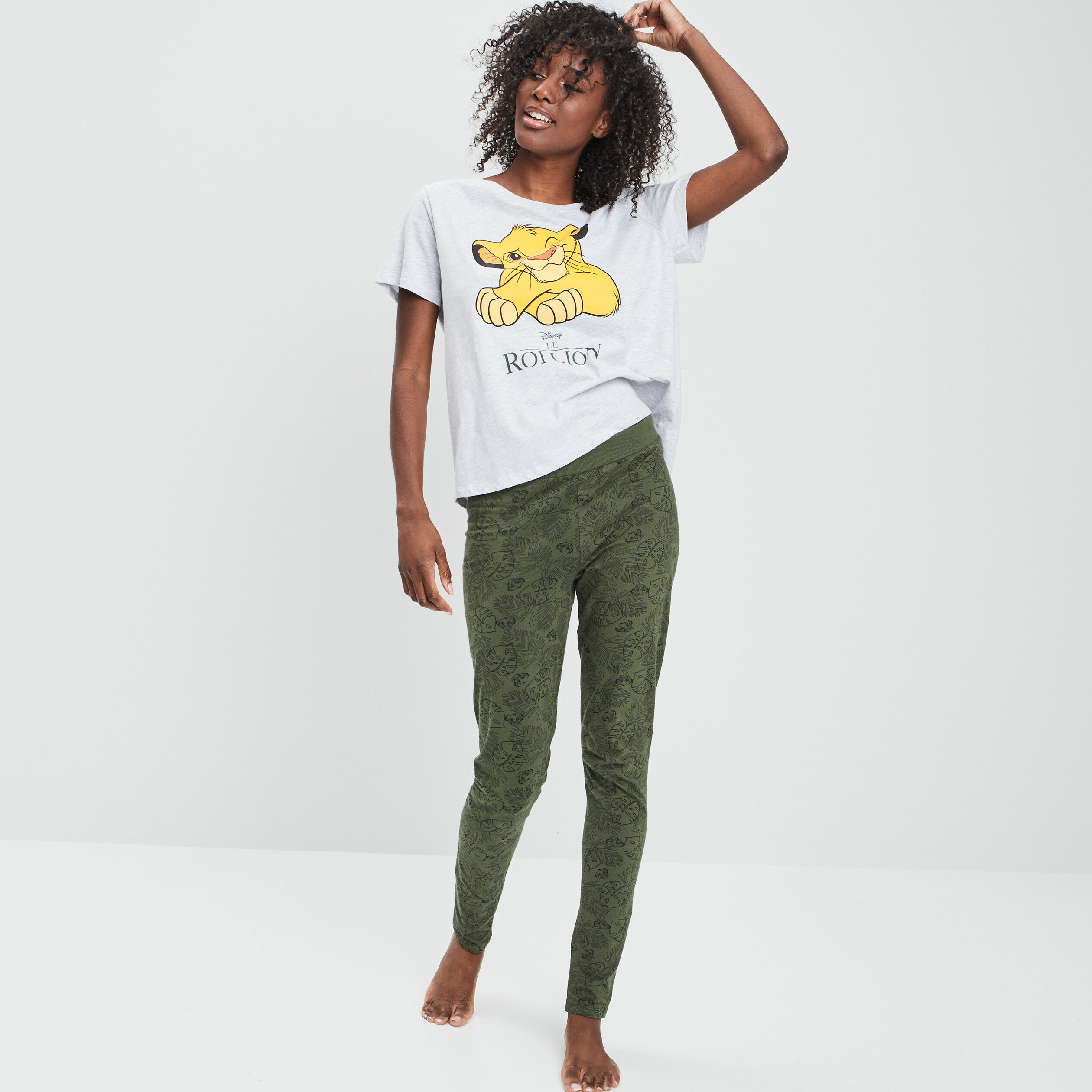 Ensemble pyjama 2 pièces Le Roi lion gris clair femme | La Halle