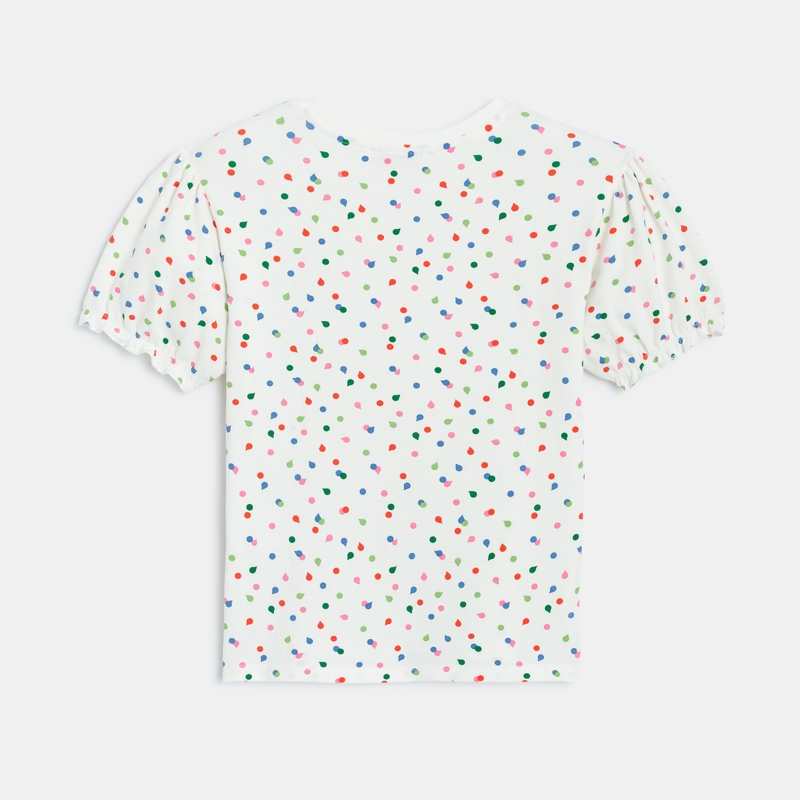 T-shirt fille blanc confettis en coton recyclé fille