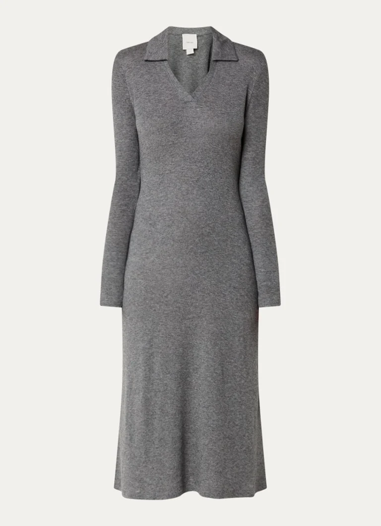 Calvin Klein Fine-knit midi dress in wool blend with V-neck