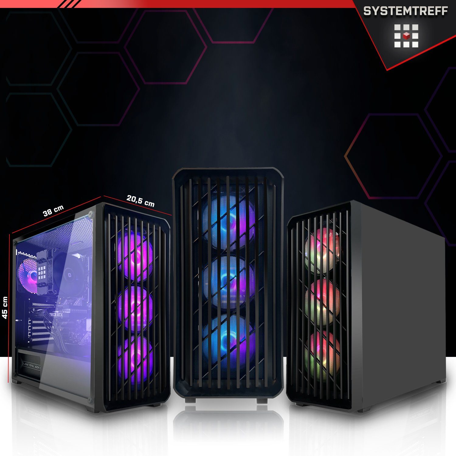 SYSTEMTREFF Gaming-PC (Intel Core i5 12400, GeForce RTX 3060, 16 GB RAM, 512 GB SSD, Luftkühlung, Windows 11, WLAN)