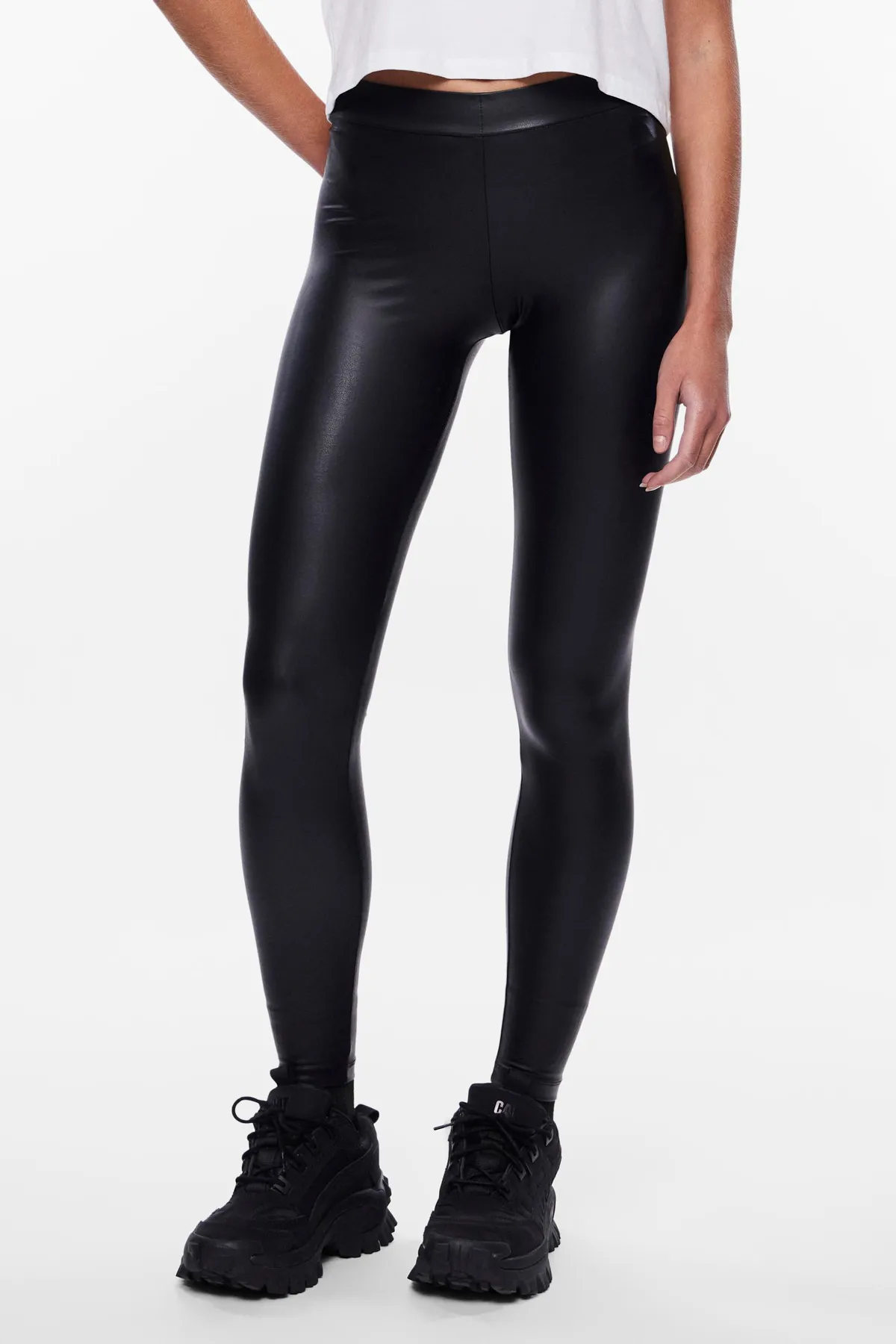 PIECES  Leggings - Schwarz - Mittlerer Bund