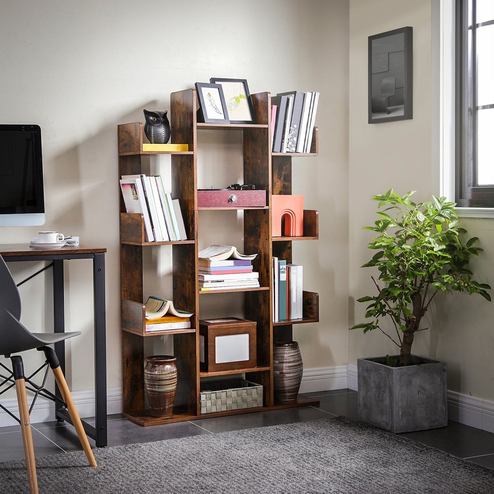 VASAGLE Bücherregal Standregal, mit 13 Fächern, 86 x 25 x 140 cm