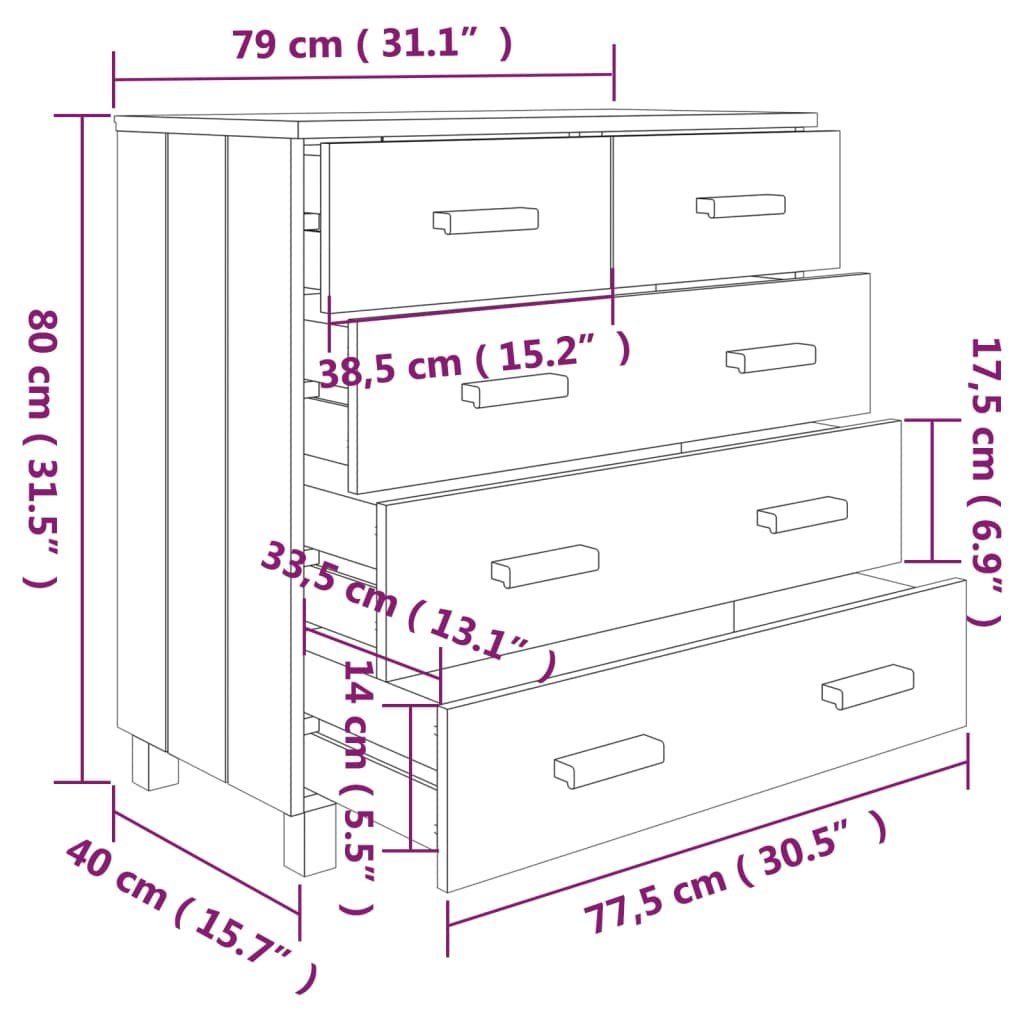 vidaXL Sideboard Sideboard HAMAR Weiß 79x40x80 cm Massivholz Kiefer (1 St)