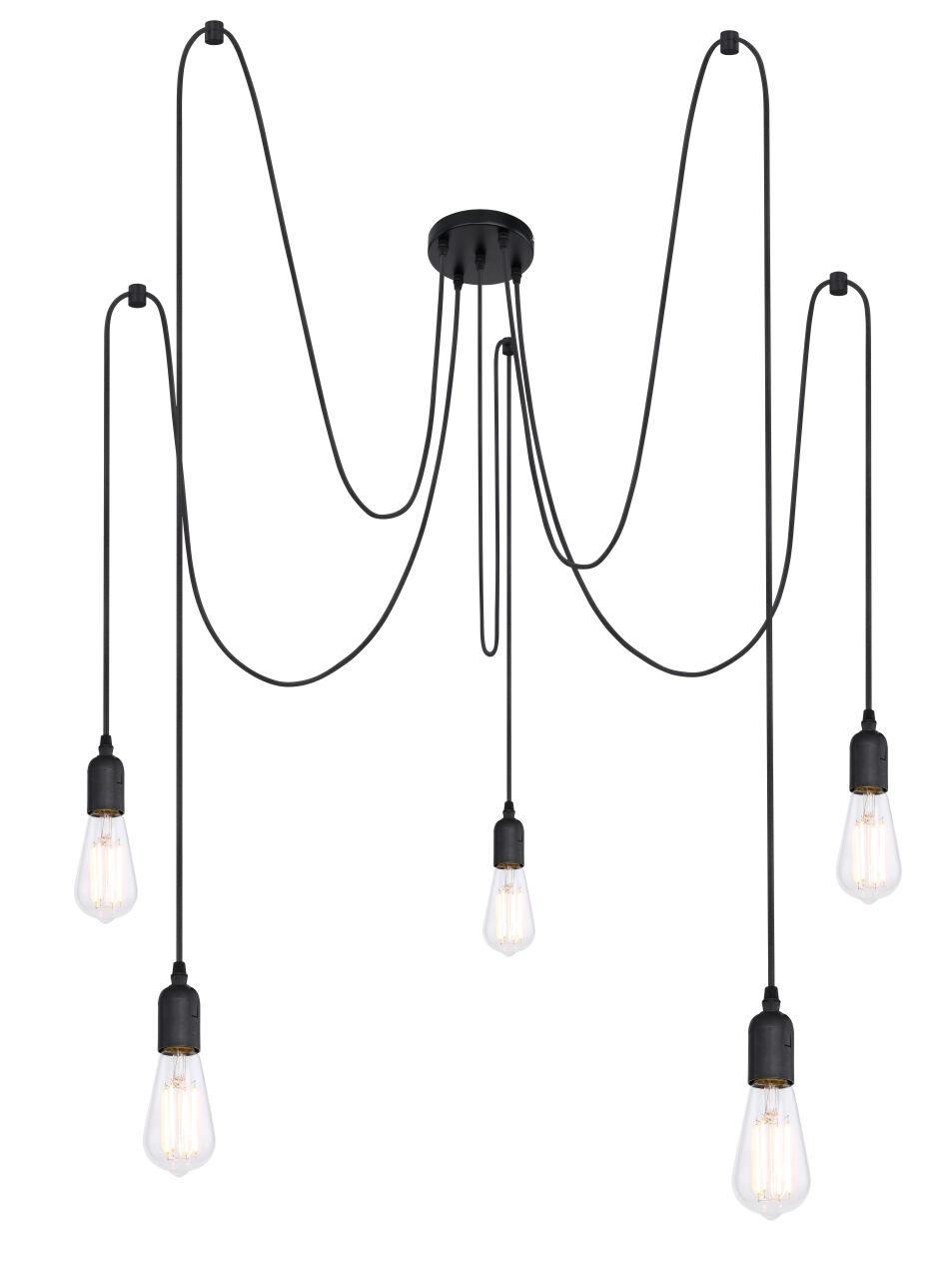 Globo Lighting - OLIVER - Hängeleuchte Metall schwarz, 5x E27