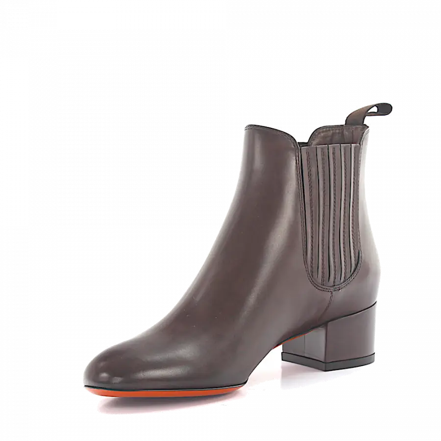 Santoni - Stiefeletten Glattleder Kalbsleder braun - braun