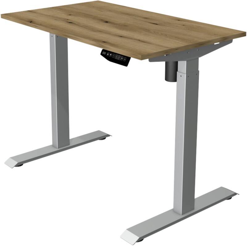 Kerkmann Move 1 Rechteckig Elektronisch Höhenverstellbarer Sitz-Stehschreibtisch Melamin, Stahl Eiche, Silber 1000 x 600 x 1230 mm