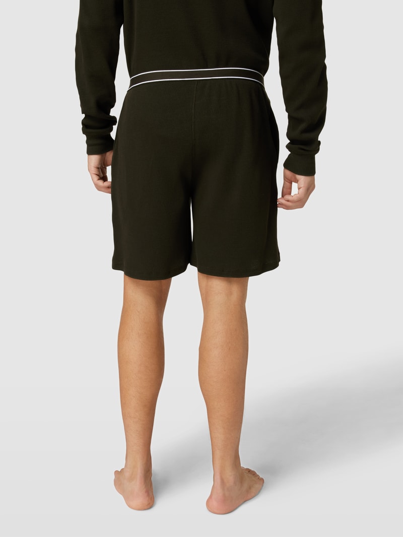Sweatshorts mit Waffelstruktur in dunkelgrün