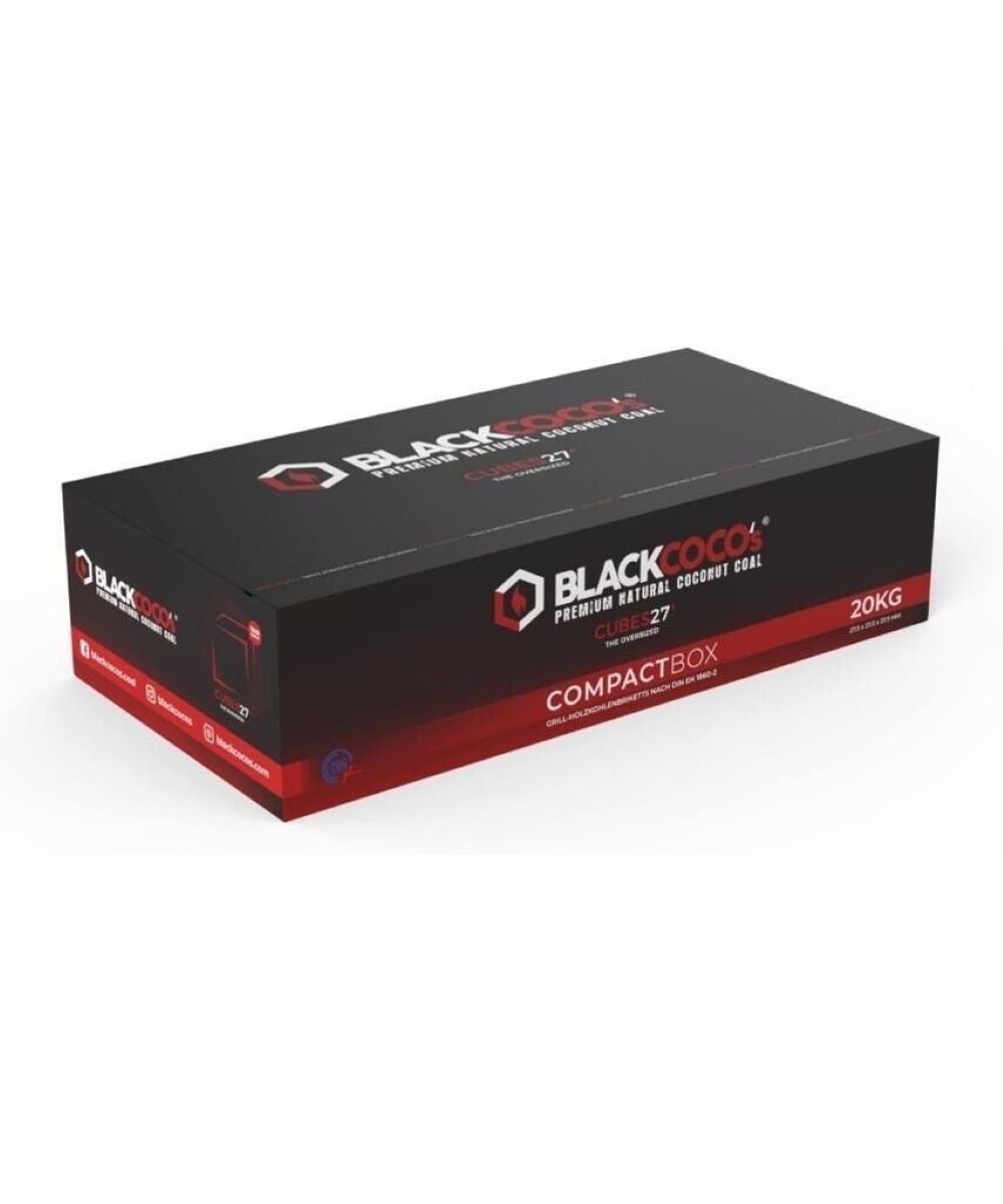 BLACKCOCO's GmbH Shisha-Kohle Blackcoco Shisha Kohle 20kg Cube27+ Naturkohle Kokosnuss, 20 kg