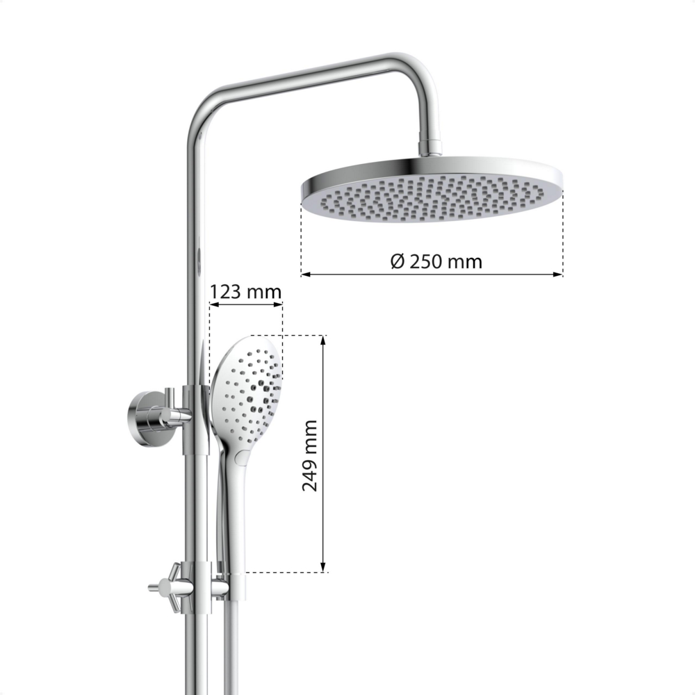 Eisl Duschset FUTURA Wellness Duschsystem mit Thermostat-Glasablage, Chrom/Grau