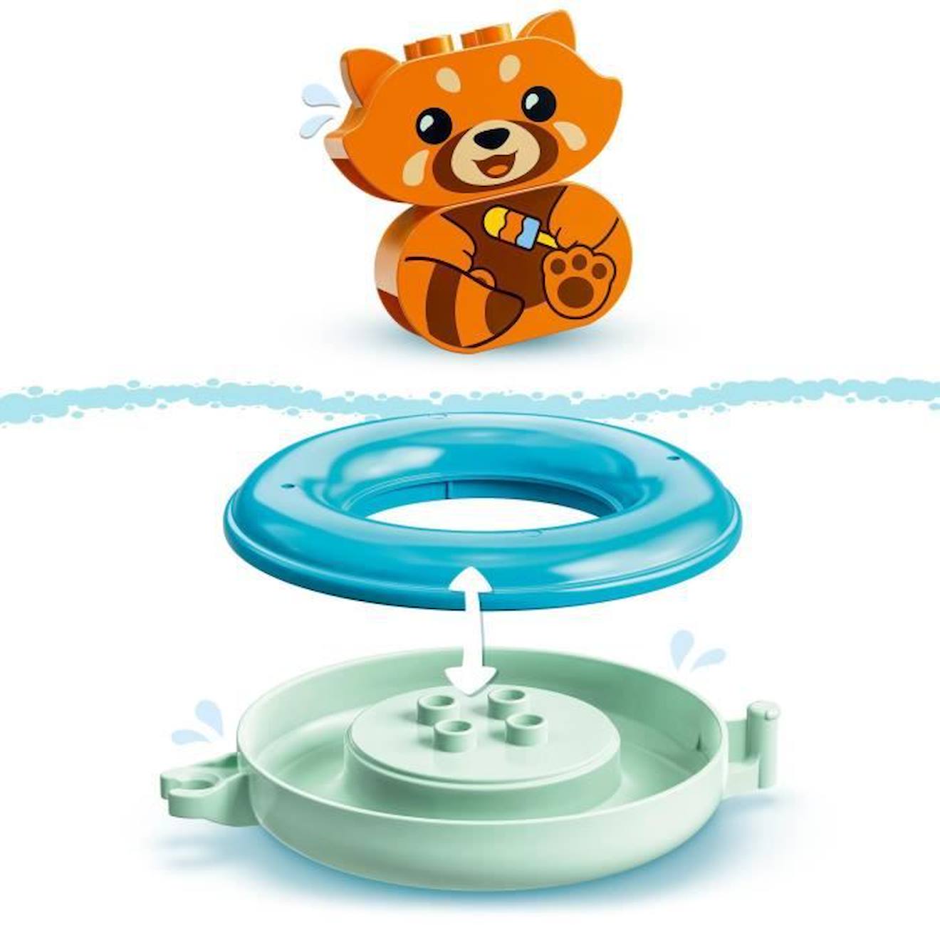 LEGO® 10964 DUPLO Jouet de Bain : Le Panda Rouge Flottant, Set Baignoire pour Bébés et Enfants de 1.5+ ans noir