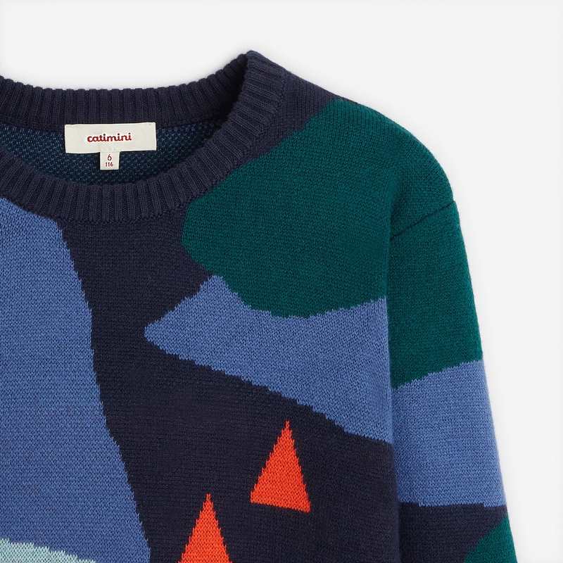Pull en tricot pour garçon bleu Catimini