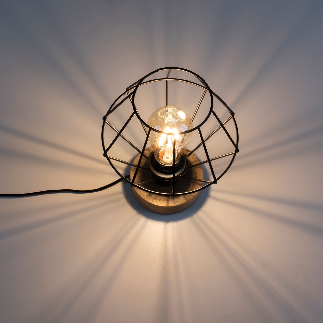 JUST LIGHT LeuchtenDirekt Tischleuchte KASKA, Holzdekor, 1xE27 max. 40 W, Innenleuchte, IP20