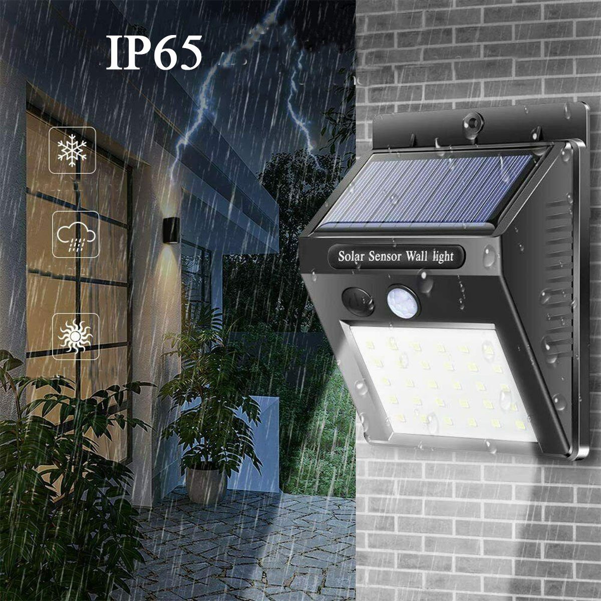 oyajia LED Solarleuchte 4x LED Solarlampe mit Bewegungsmelder Superhelle 6000K, LED fest integriert, Außen Wasserdichte IP65 Solarlampe Sicherheitswandleuchte