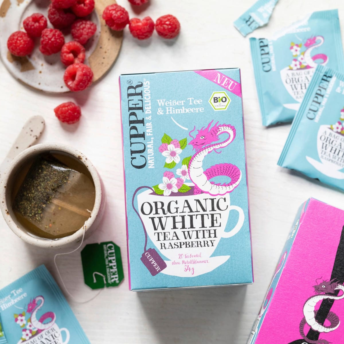 Weißer Tee mit Himbeere (20 Beutel), 34 g