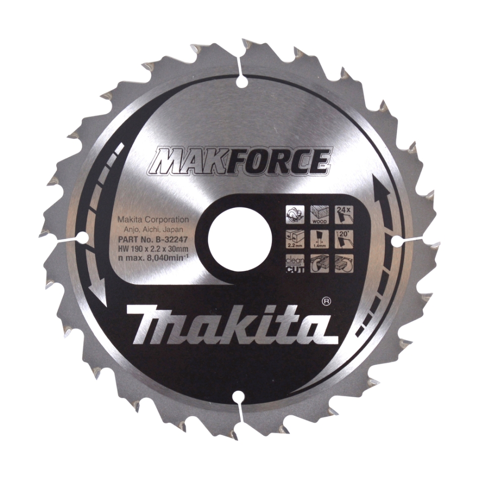 Makita Zubehör B-32247 HM Sägeblatt Holz 190 x 30 x 24 Zähne