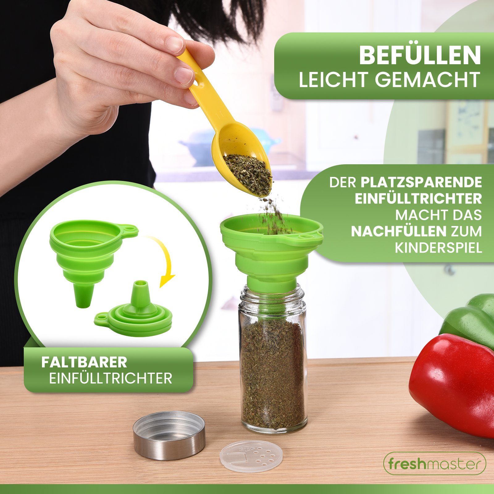 freshmaster Gewürzmühle 24er Set je ca.100 ml Gewürzstreuer, (24 Stück)