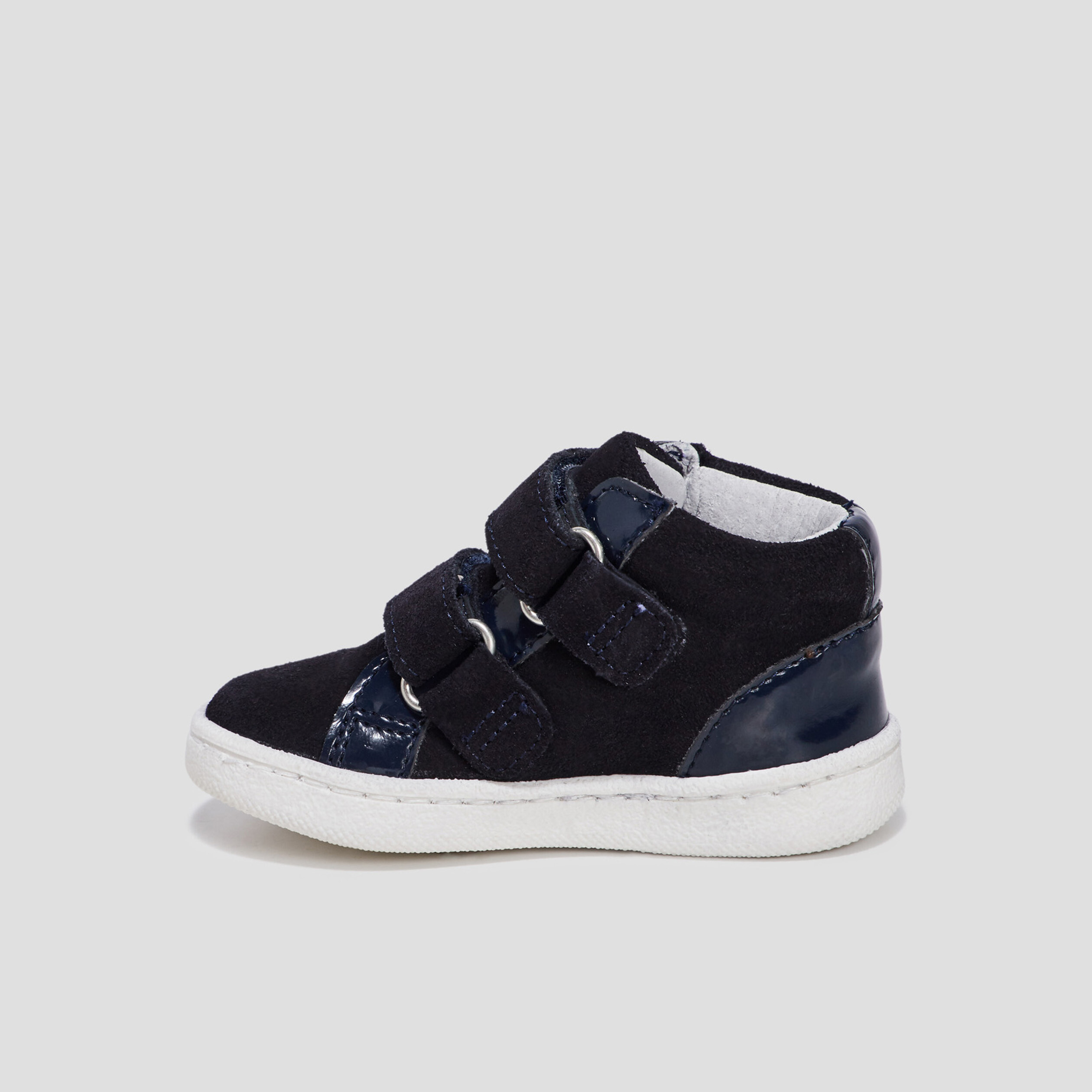 Baskets montantes en cuir bleu marine bébé fille | La Halle