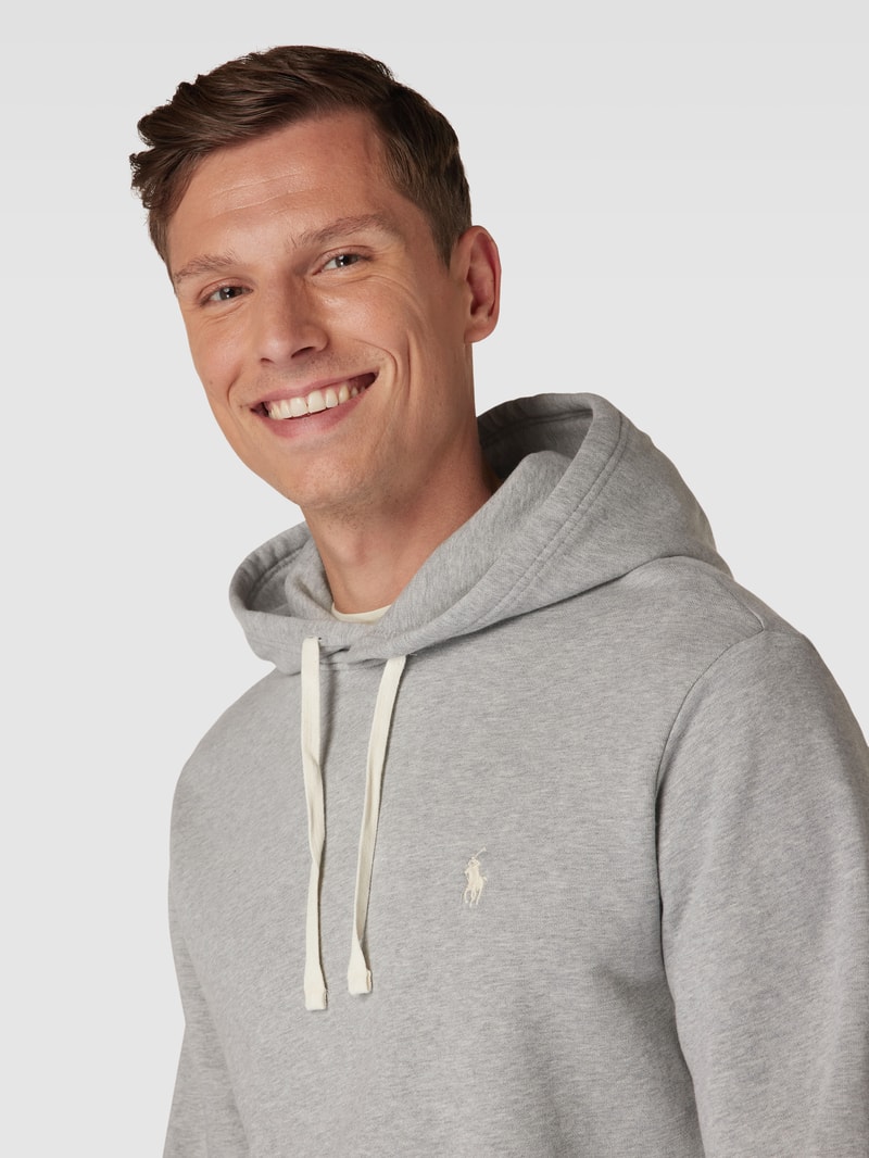 Hoodie mit Label-Stitching in hellgrau