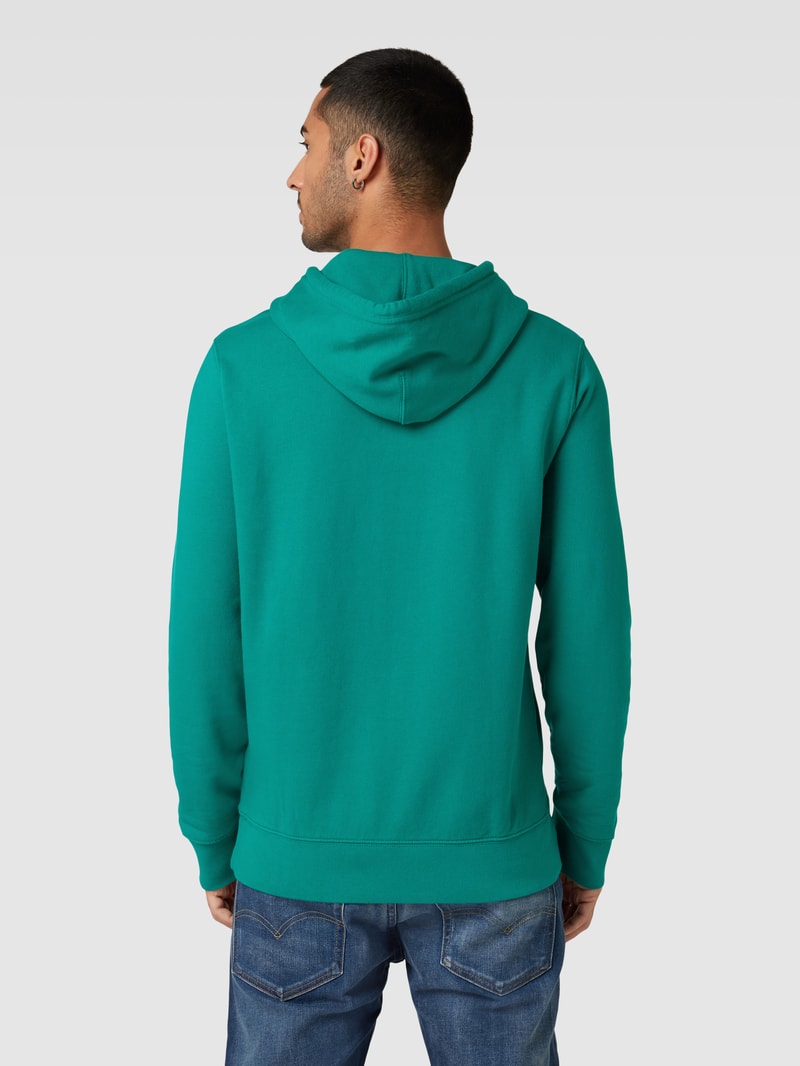Hoodie mit Label-Stitching Modell 'NEW ORIGINAL' in grün