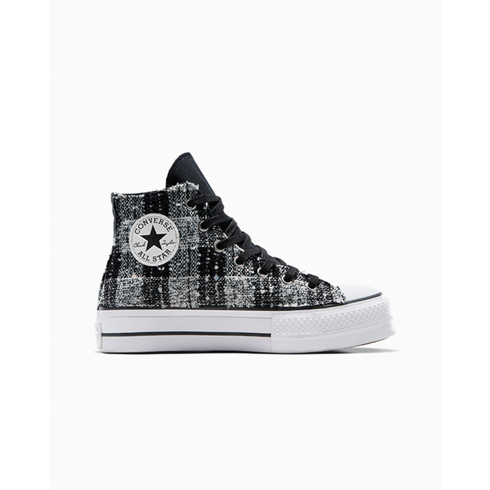 Converse Chuck Taylor All Star Lift Platform Faux Leather Tartan A08780C / grau