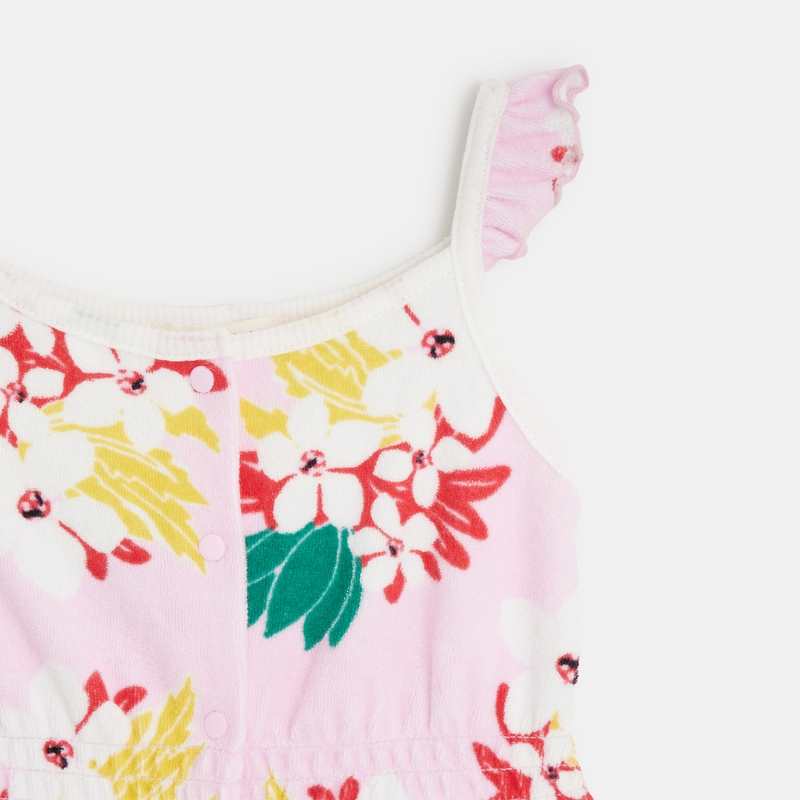 Combishort bébé fille rose fleurs exotiques Catimini