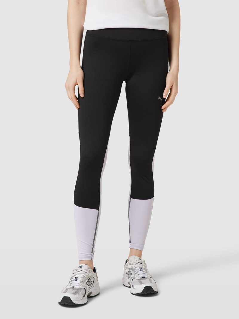 Leggings mit Label-Print in schwarz