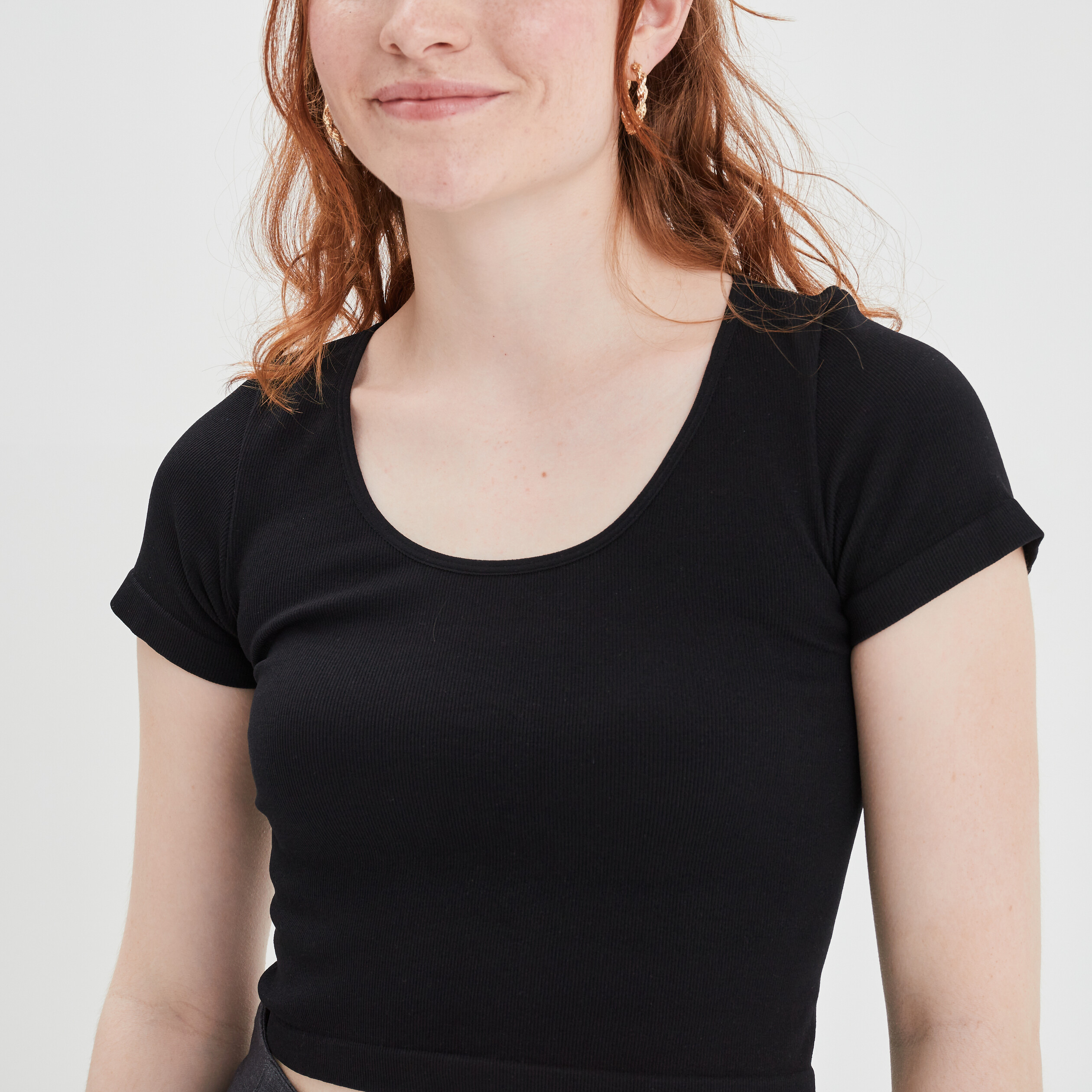 T-shirt manches courtes noir femme | La Halle