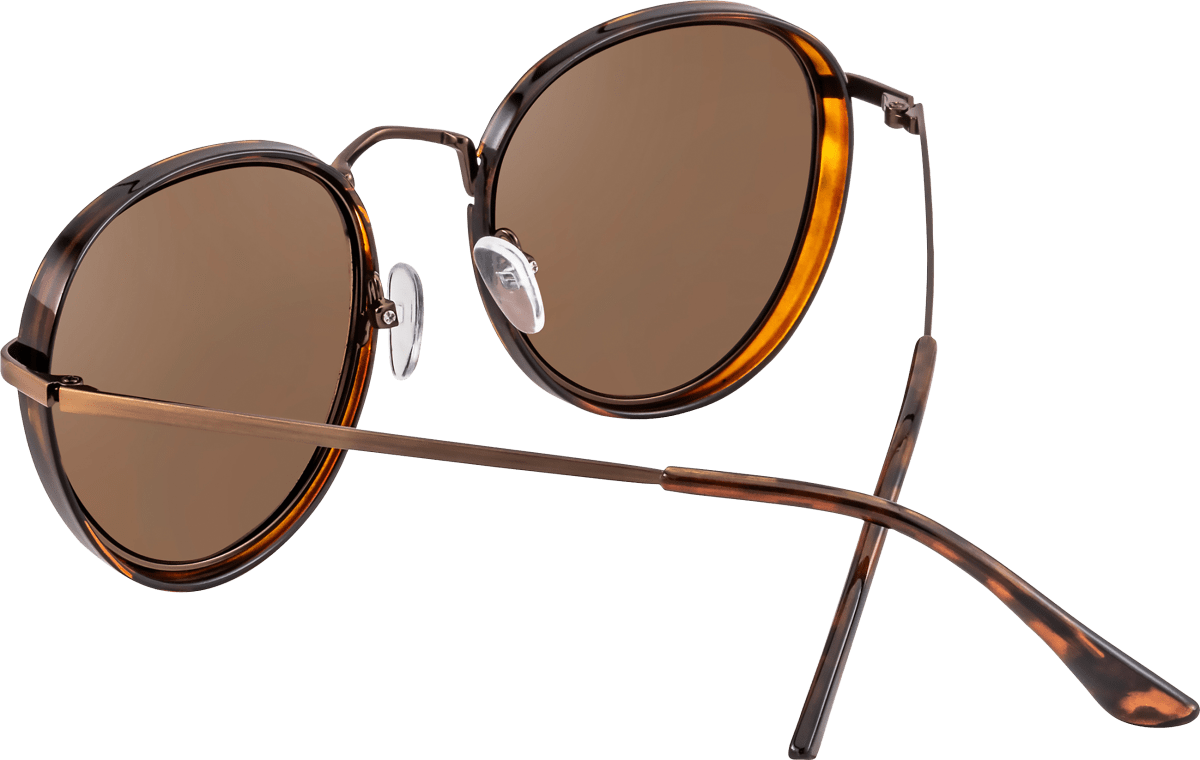 Sonnenbrille Erwachsene mit braunem Metallrahmen und braun getönten Scheiben, 1 St