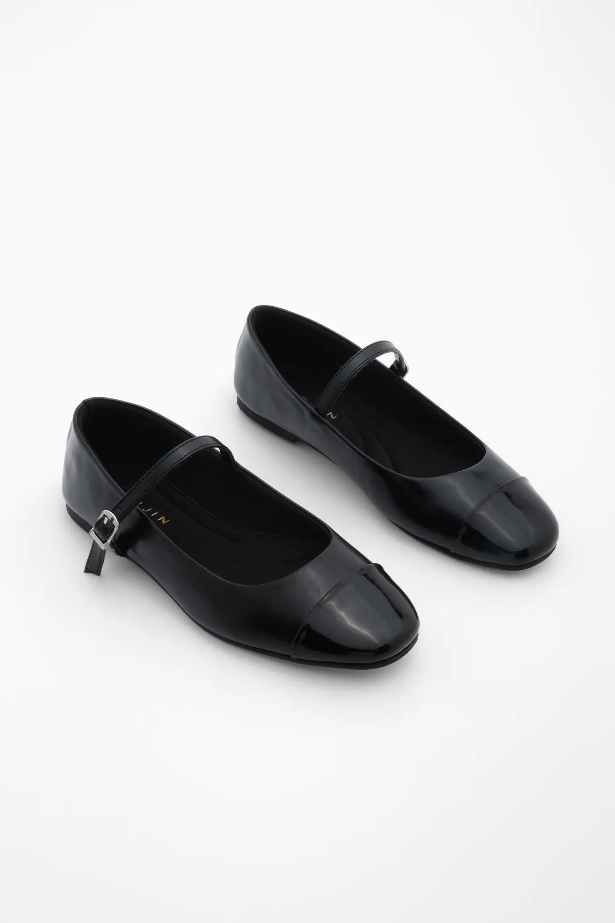 Marjin  Damen-Helm-Ballerina-Schuhe Mary Jane Losep Schwarz