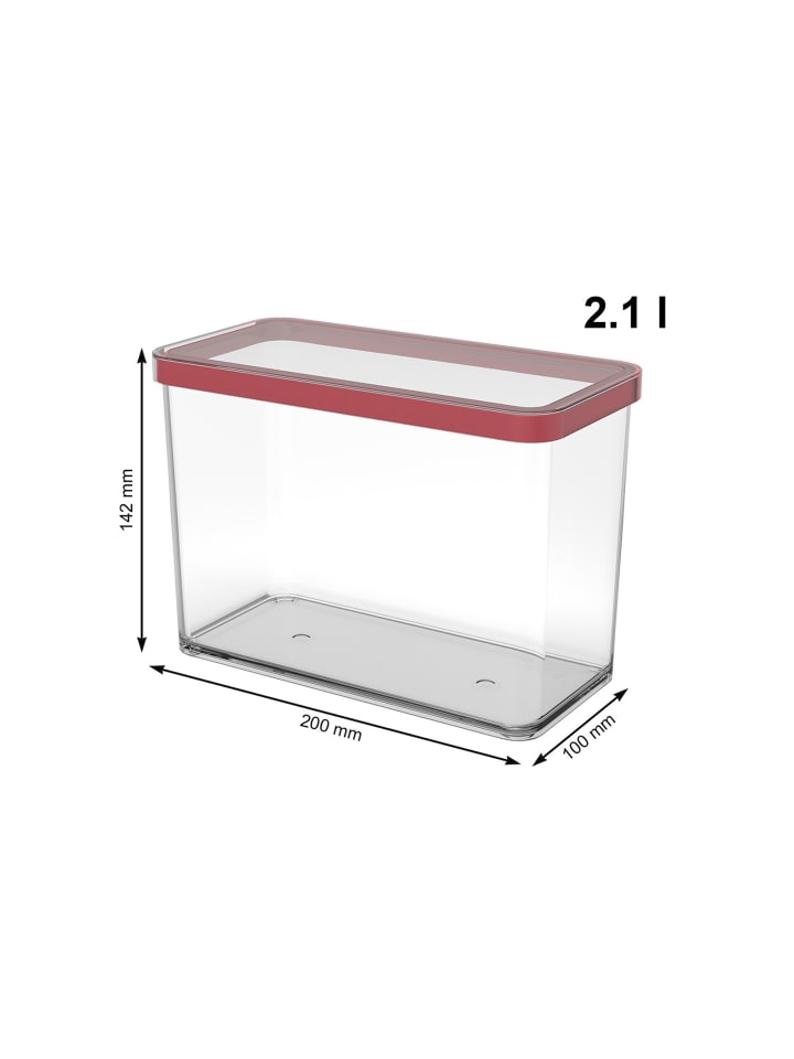 Rotho Loft 5er-Set Vorratsbehälter mit Deckel, Kunststoff  in Transparent / Rot günstig kaufen onesize