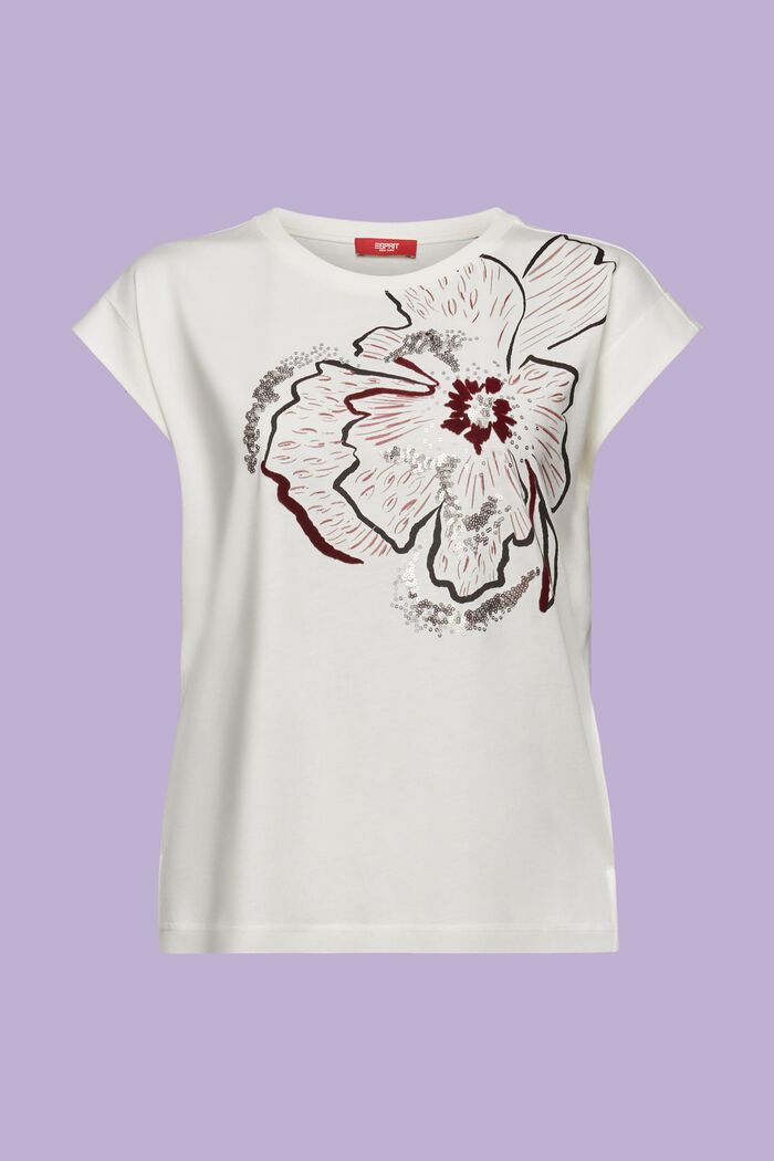 Ärmelloses T-Shirt mit Print und Pailletten