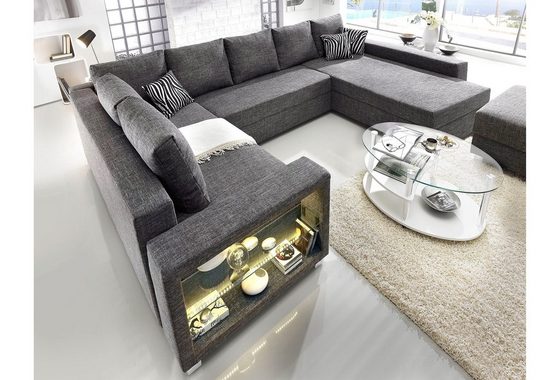 PRO Line Couchtisch, mit Glasplatte, Gestell aus Holz und Metall, Ablageboden, mit Rollen