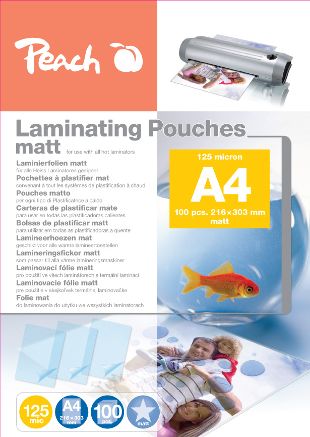 Peach Laminierfolien A4, 125 mic, matt, 100 Stk.