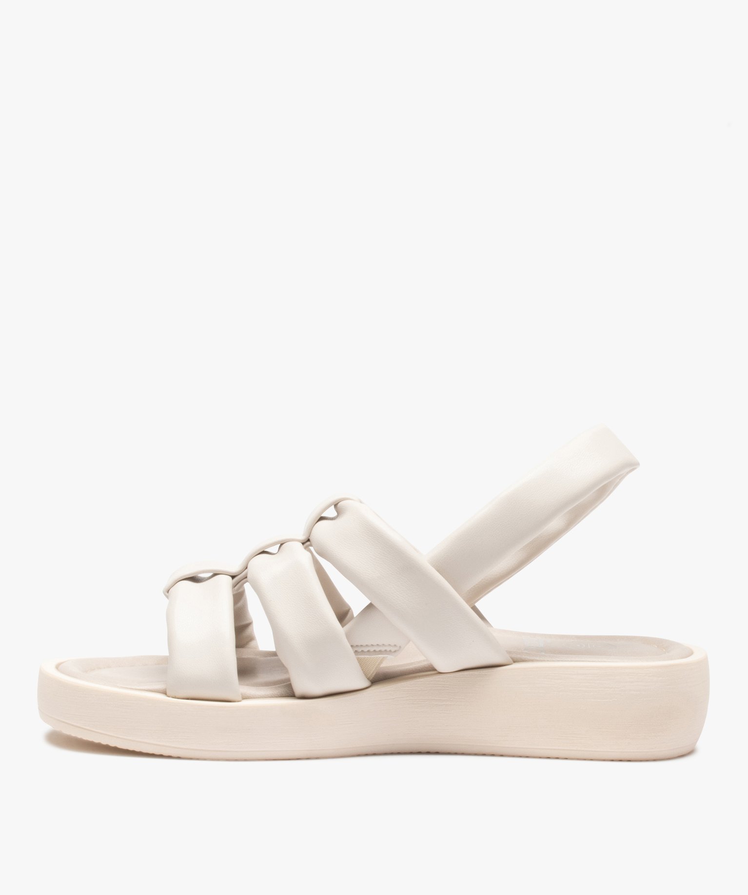 Sandales femme à semelle épaisse et brides matelassées blanc | GEMO