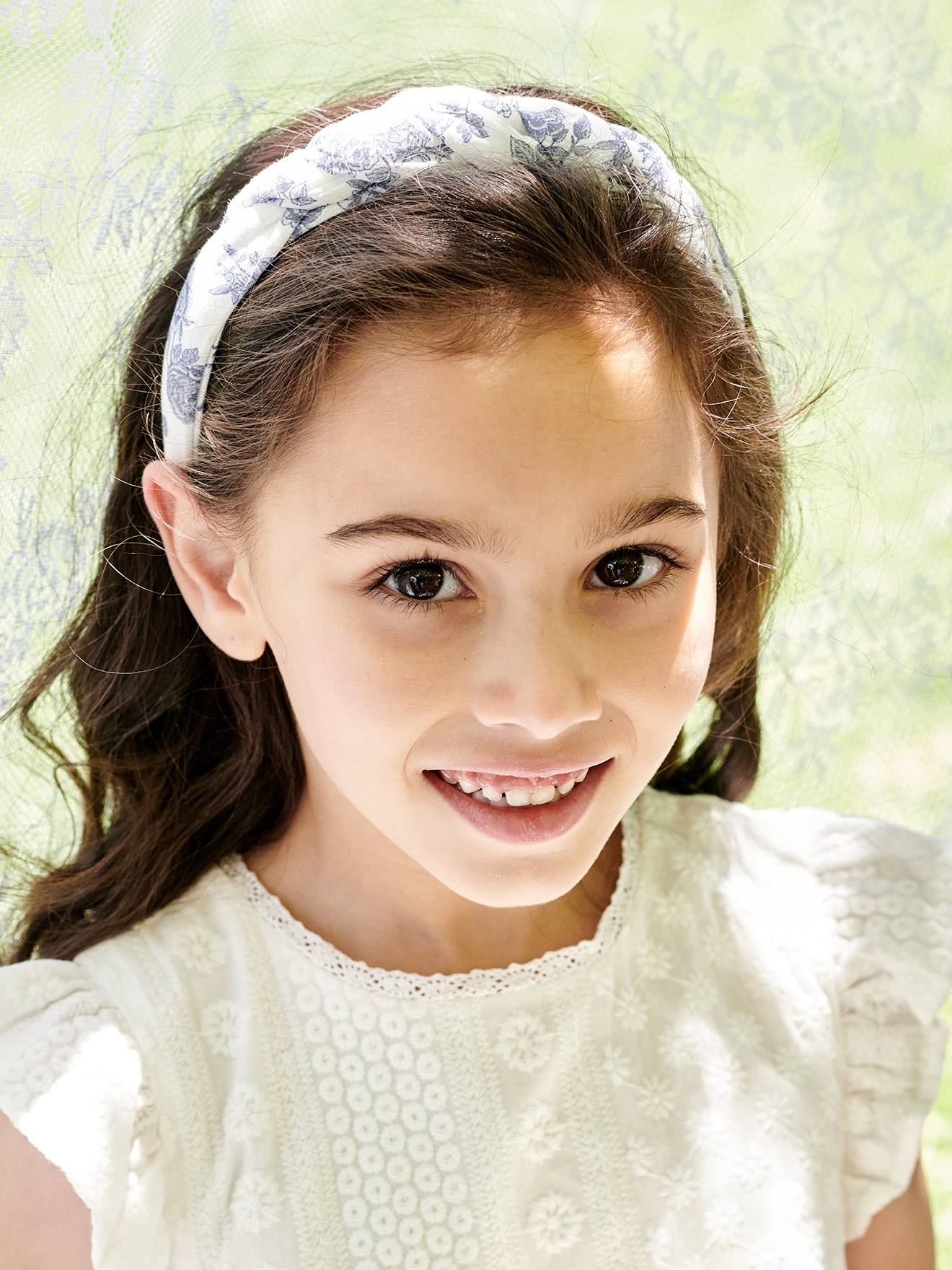 Serre-tête imprimé petites fleurs fille écru