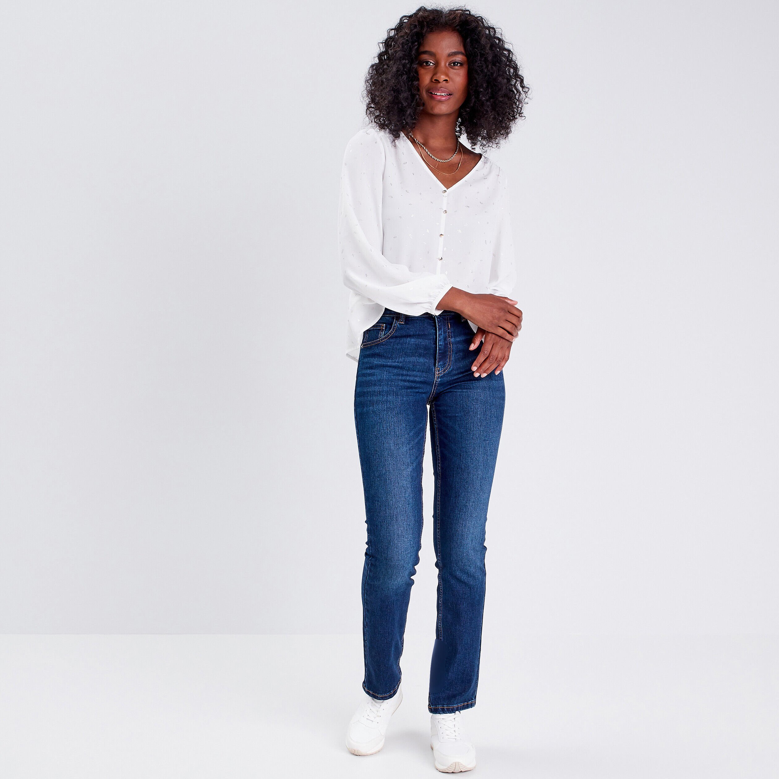 Blouse manches longues blanc femme | Cache Cache