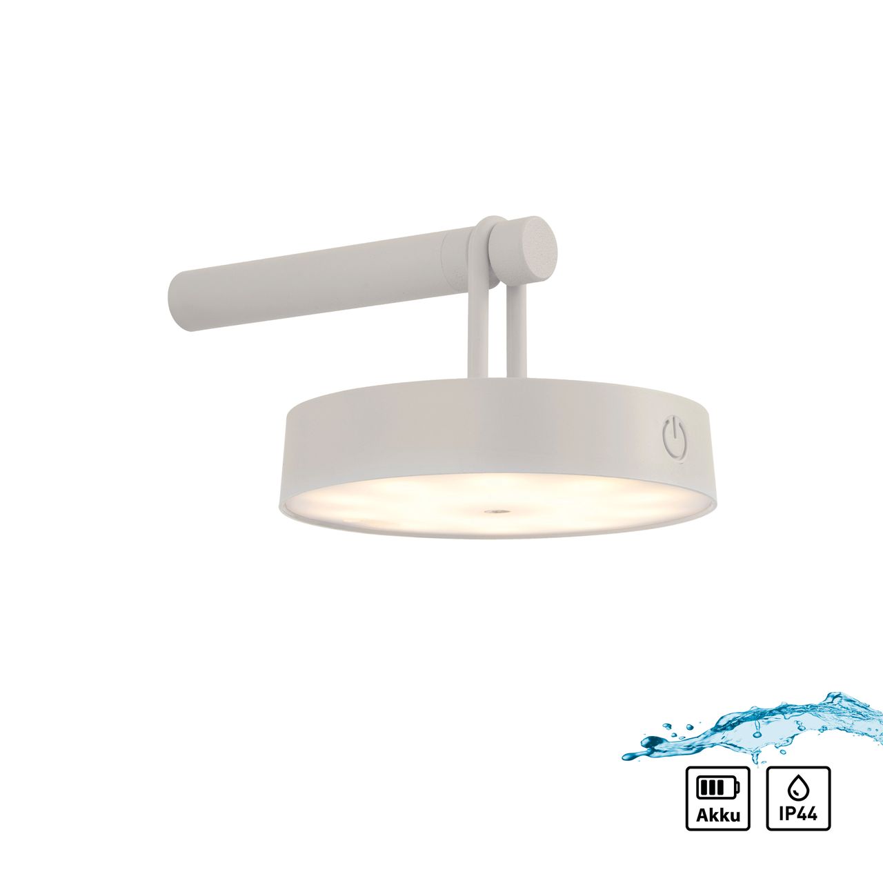 JUST LIGHT Akku Wandleuchte ARMA, 1x LED-Board/1,50Watt/2700Kelvin, IP44, Greige