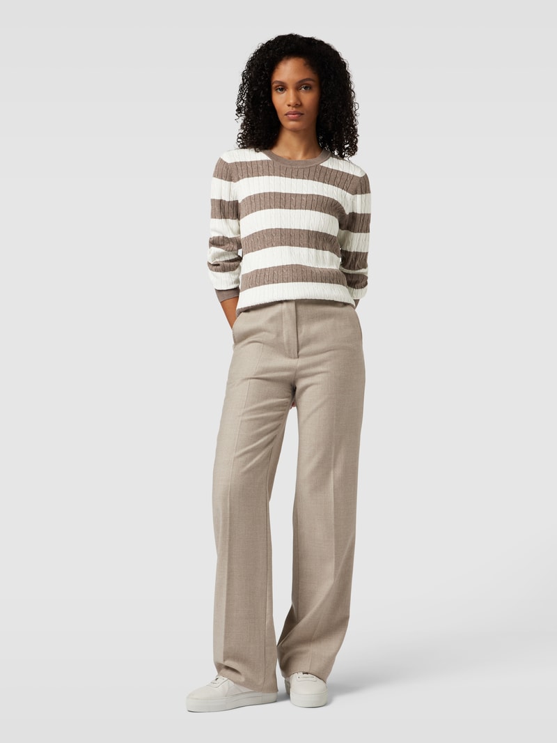 Strickpullover mit Blockstreifen in taupe meliert