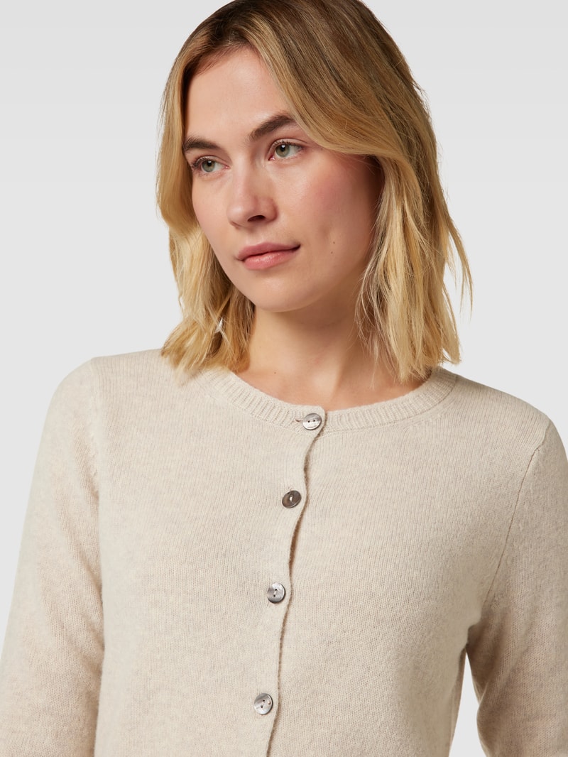 Strickjacke mit Knopfleiste und Eingrifftaschen in beige meliert